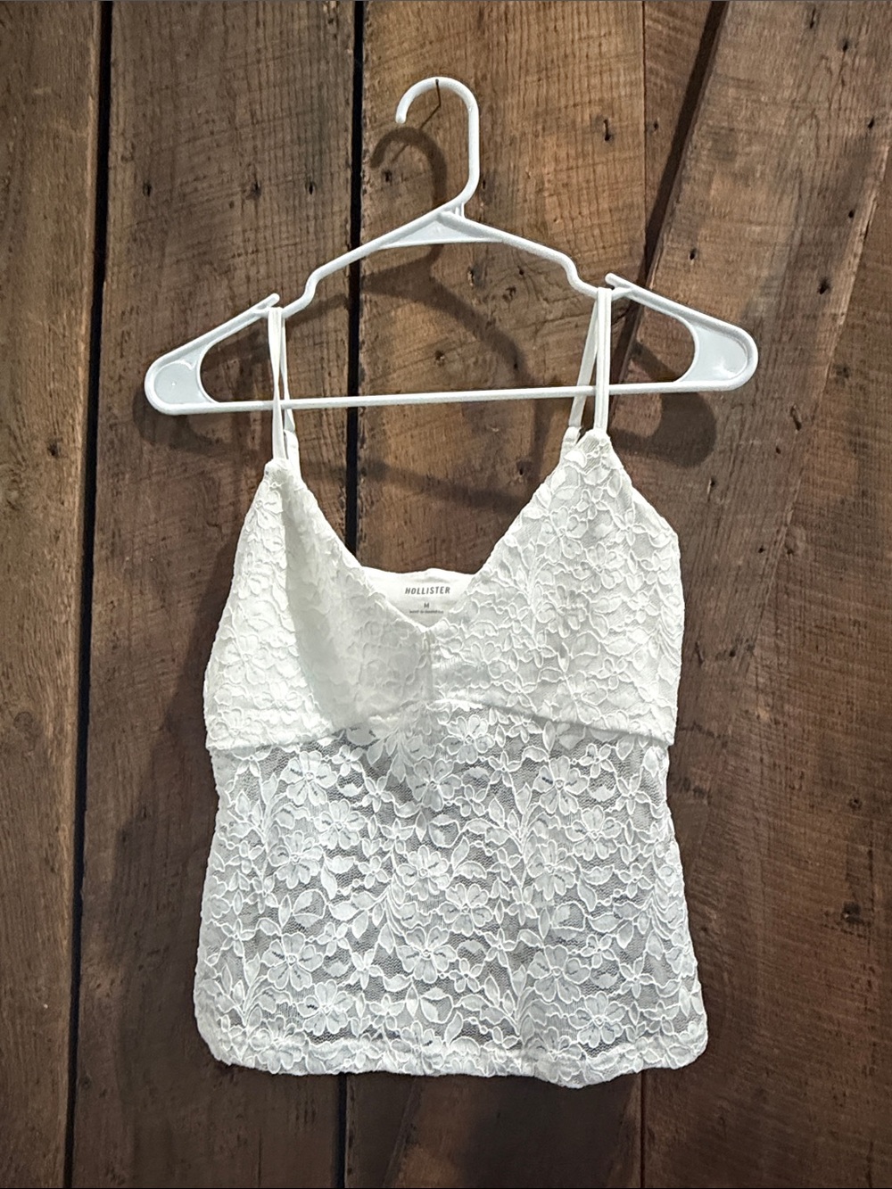 Hollister White Floral Lace Camisole with Adjustable Straps